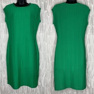 Sharagano mod green ribbed fitted midi dress size 10 like new!!!